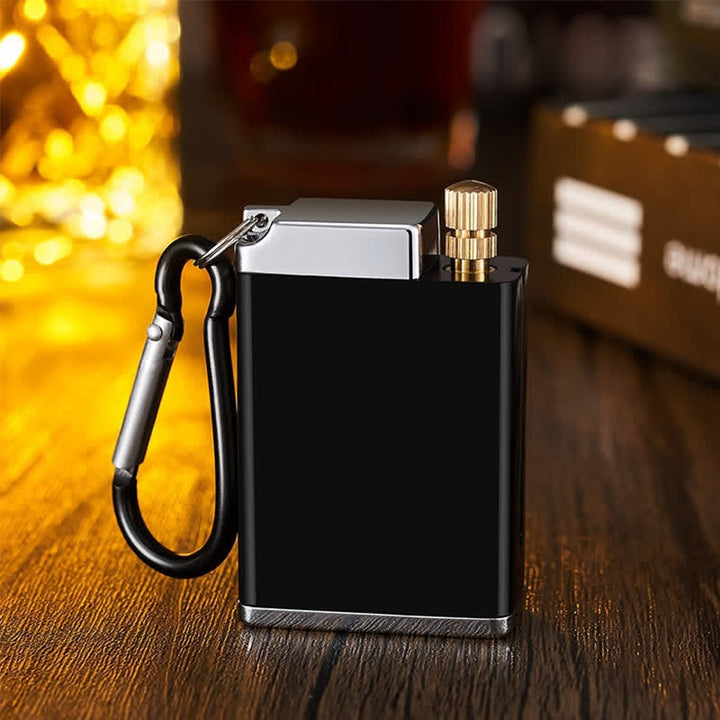 Mini Rectangle 2-in-1 Portable Ashtray Matchstick Kerosene Lighter - Black - image 2