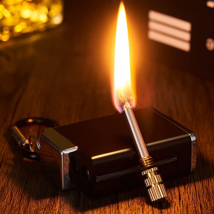Mini Rectangle 2-in-1 Portable Ashtray Matchstick Kerosene Lighter - image 3