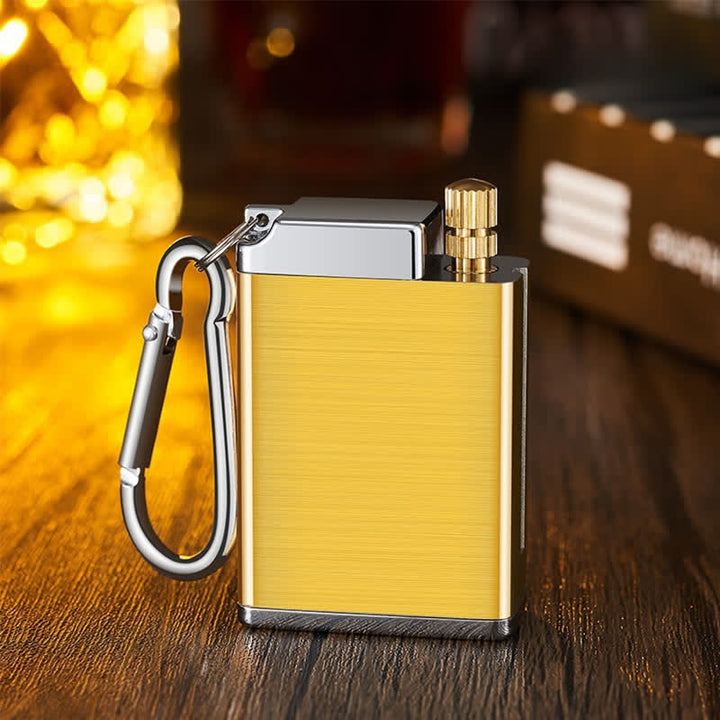 Mini Rectangle 2-in-1 Portable Ashtray Matchstick Kerosene Lighter - Gold - image 11