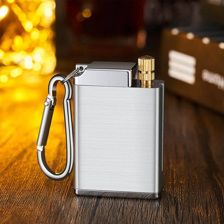 Mini Rectangle 2-in-1 Portable Ashtray Matchstick Kerosene Lighter - Silver - image 12