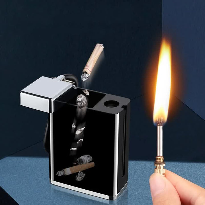 Mini Rectangle 2-in-1 Portable Ashtray Matchstick Kerosene Lighter - image 0