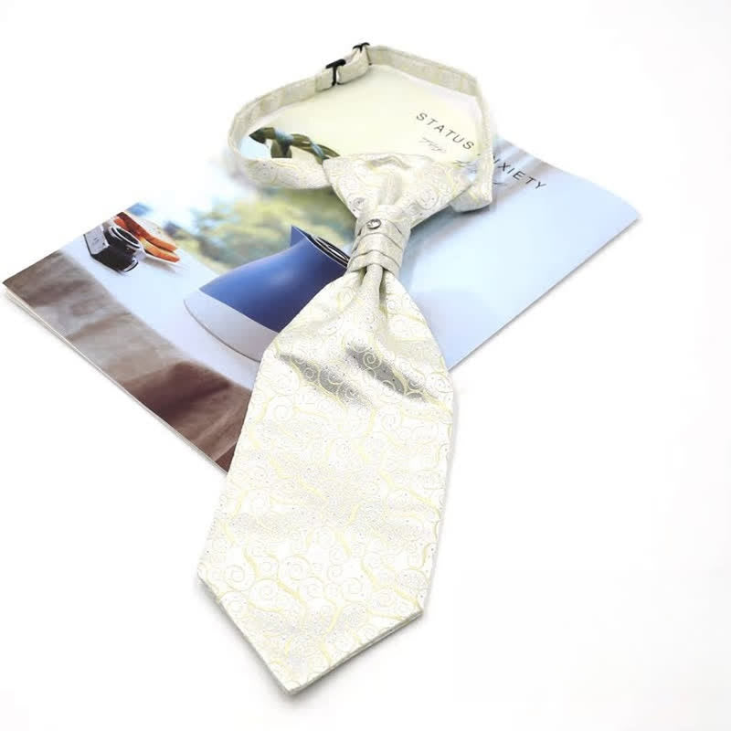 Men's Pre-Tied Ruche Cravat Luxury Paisley Tuxedo Ascot Necktie - Style #14 - image 16
