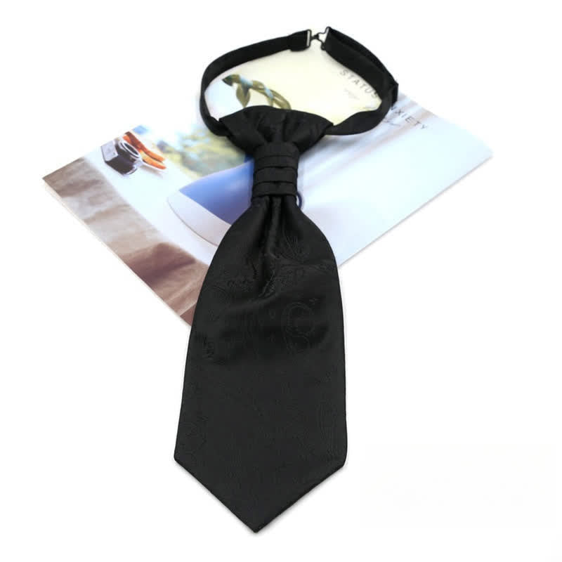 Men's Pre-Tied Ruche Cravat Luxury Paisley Tuxedo Ascot Necktie - Style #2 - image 3