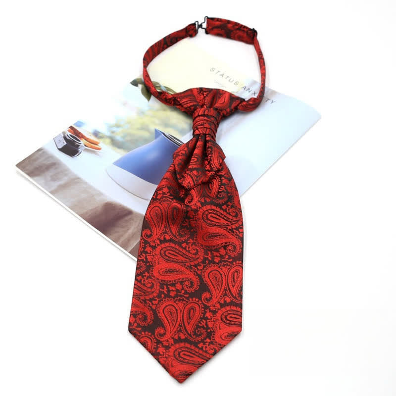 Men's Pre-Tied Ruche Cravat Luxury Paisley Tuxedo Ascot Necktie - Style #7 - image 9