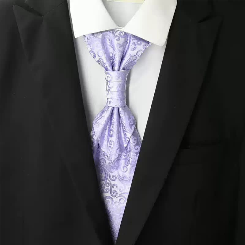 Men's Pre-Tied Ruche Cravat Luxury Paisley Tuxedo Ascot Necktie - image 0