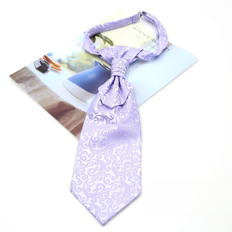 Men's Pre-Tied Ruche Cravat Luxury Paisley Tuxedo Ascot Necktie - Style #1 - image 1