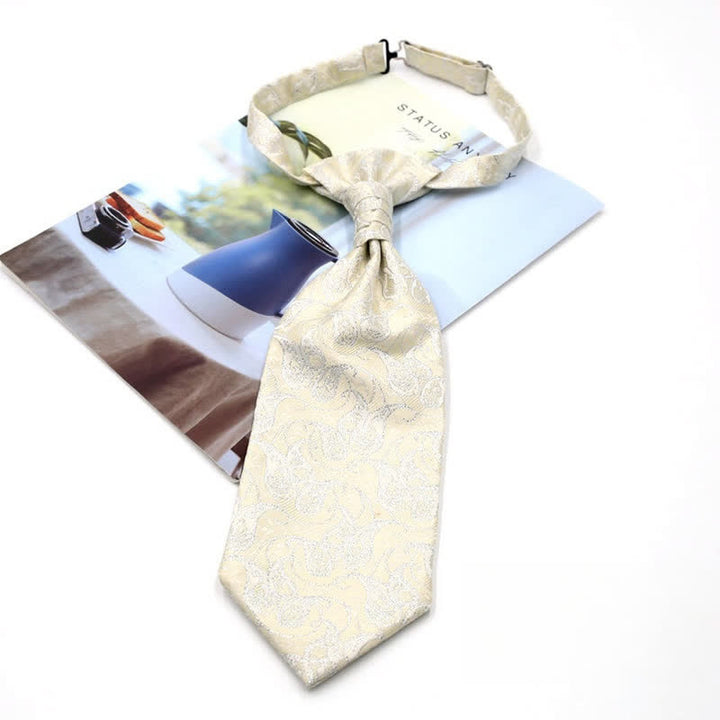 Men's Pre-Tied Ruche Cravat Luxury Paisley Tuxedo Ascot Necktie