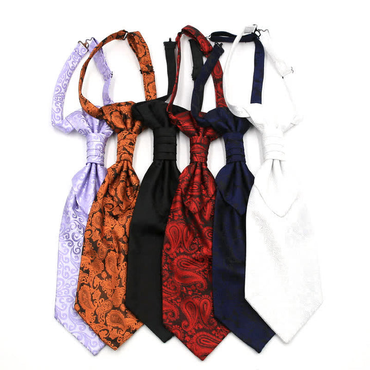 Men's Pre-Tied Ruche Cravat Luxury Paisley Tuxedo Ascot Necktie - image 2