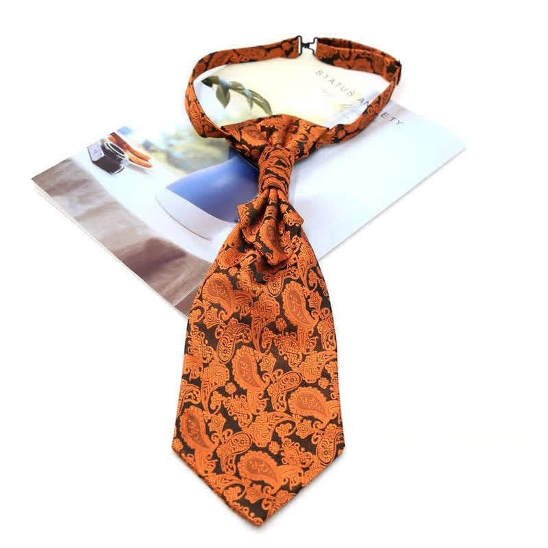 Men's Pre-Tied Ruche Cravat Luxury Paisley Tuxedo Ascot Necktie - Style #9 - image 11