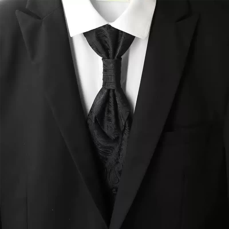 Men's Pre-Tied Ruche Cravat Luxury Paisley Tuxedo Ascot Necktie - image 4