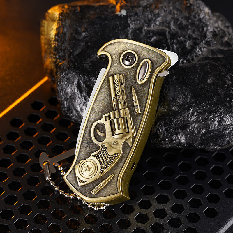 Windproof Metal Foldable Knife Jet Torch Refillable Butane Lighter - Bronze Gun - image 10
