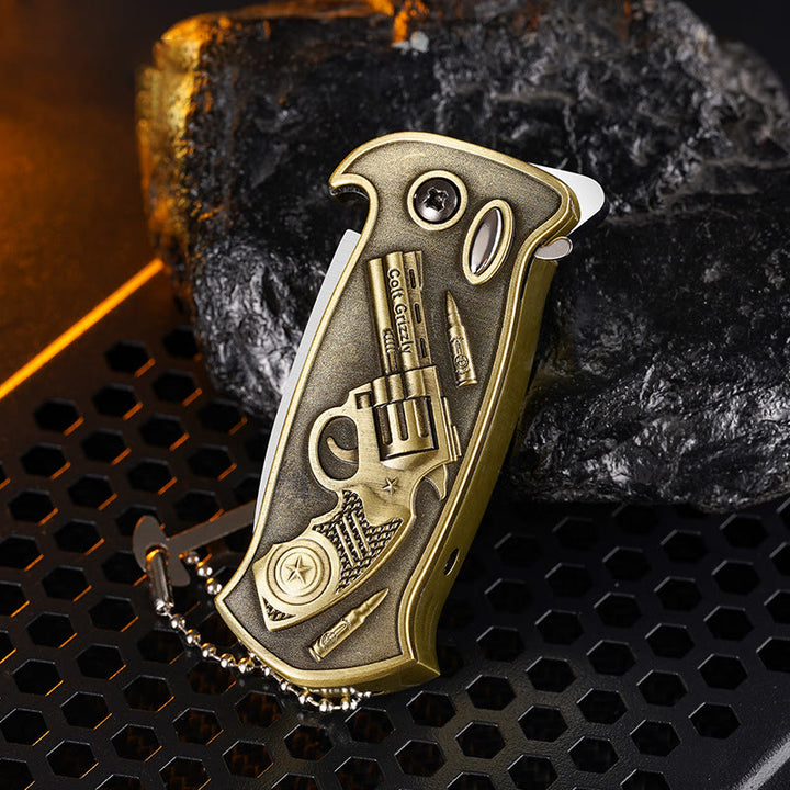 Windproof Metal Foldable Knife Jet Torch Refillable Butane Lighter - Bronze Gun - image 10