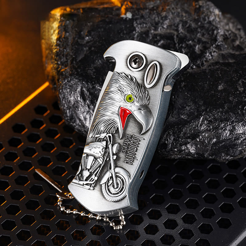 Windproof Metal Foldable Knife Jet Torch Refillable Butane Lighter - Silver Eagle #2 - image 12