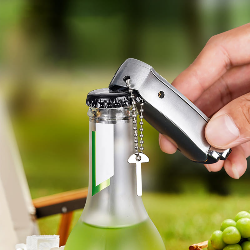 Windproof Metal Foldable Knife Jet Torch Refillable Butane Lighter