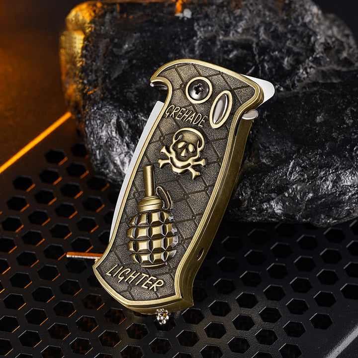 Windproof Metal Foldable Knife Jet Torch Refillable Butane Lighter - Bronze Suicide Squad - image 9