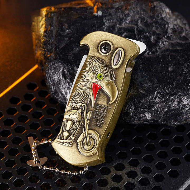 Windproof Metal Foldable Knife Jet Torch Refillable Butane Lighter - Bronze Eagle #2 - image 8