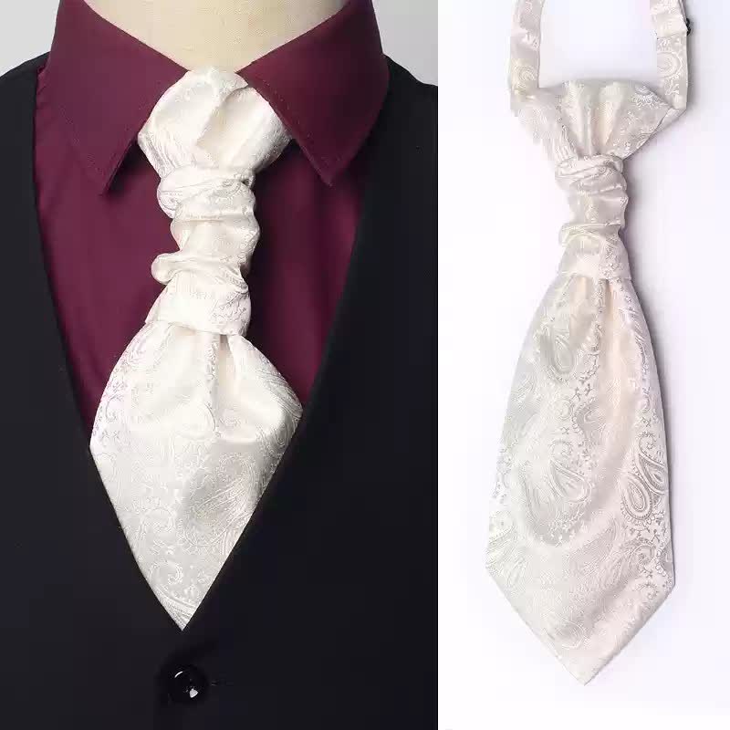 Men's Pre-Tied Paisley Patterned Wrinkle Knot Ascot Necktie