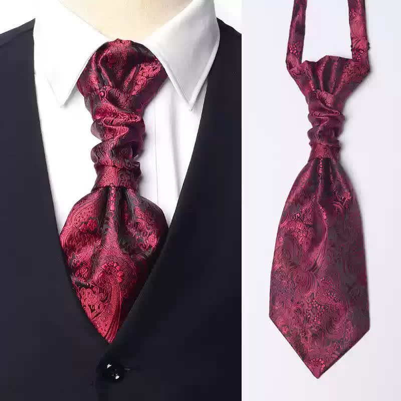 Men's Pre-Tied Paisley Patterned Wrinkle Knot Ascot Necktie