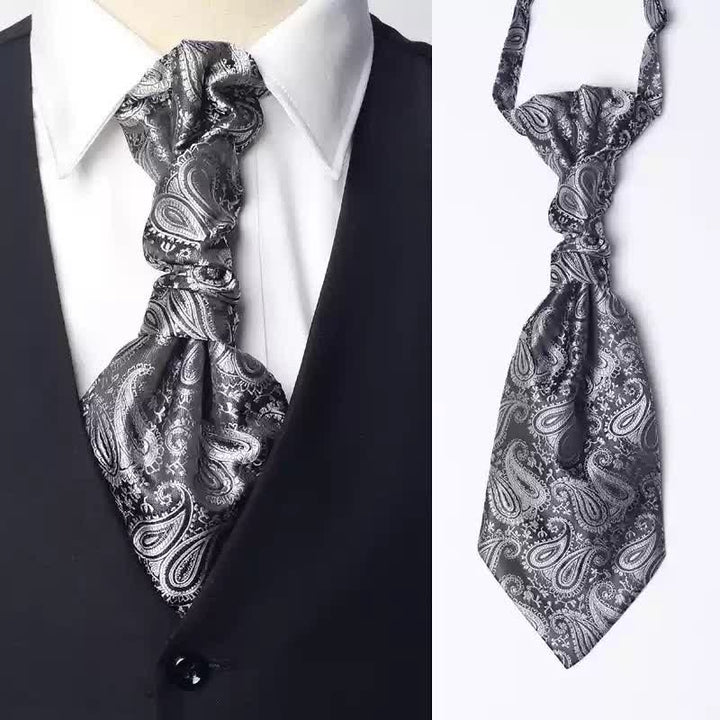 Men's Pre-Tied Paisley Patterned Wrinkle Knot Ascot Necktie