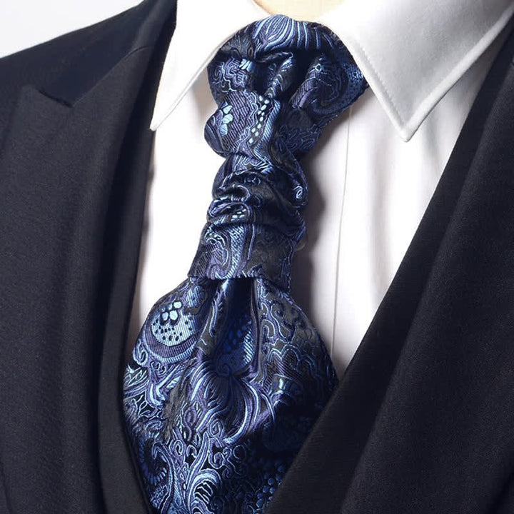 Men's Pre-Tied Paisley Patterned Wrinkle Knot Ascot Necktie