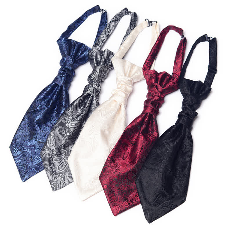 Men's Pre-Tied Paisley Patterned Wrinkle Knot Ascot Necktie