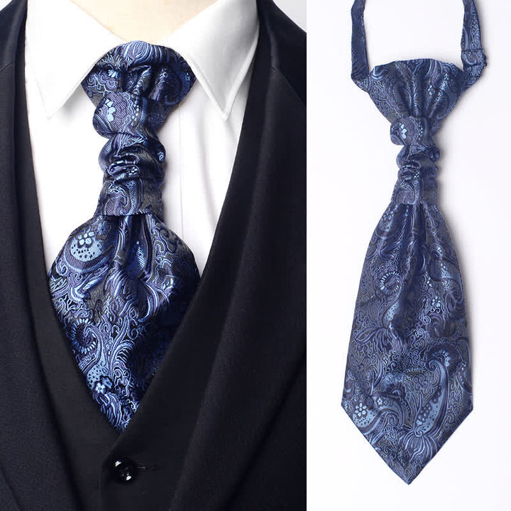 Men's Pre-Tied Paisley Patterned Wrinkle Knot Ascot Necktie - Blue - image 2