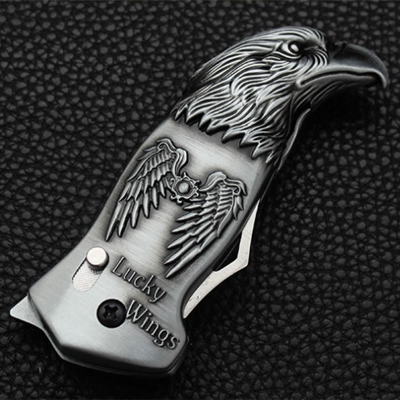 Metal Eagle Head Foldable Knife Jet Torch Refillable Butane Lighter - Silver - image 1