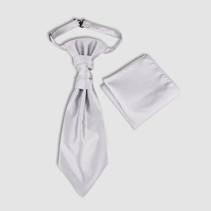 2Pcs Men's Pre-Tied Paisley Wrinkle Knot Necktie Pocket Square - White - image 7