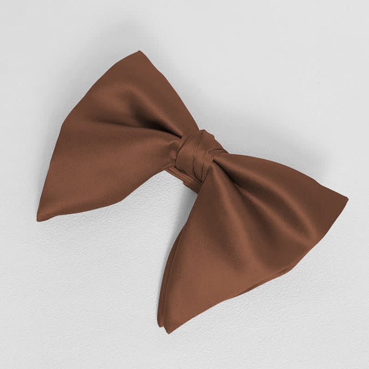 Men's British Style Solid Color Oversized Pointed Bow Tie Pocket Square - Sienna - Bow Tie - image 22
