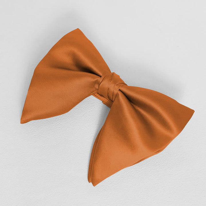 Men's British Style Solid Color Oversized Pointed Bow Tie Pocket Square - Dark Orange - Bow Tie - image 14