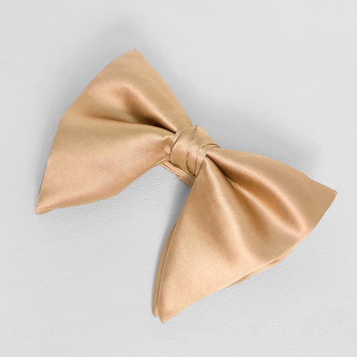 Men's British Style Solid Color Oversized Pointed Bow Tie Pocket Square - Champagne - Bow Tie - image 4