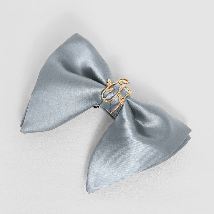 Men's Gold Vine Leaf Oversized Pointed Bow Tie Pocket Square - Gray - Bow Tie - image 7