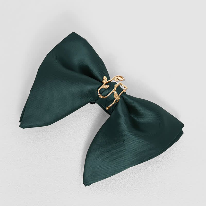Men's Gold Vine Leaf Oversized Pointed Bow Tie Pocket Square - Green - Bow Tie - image 18