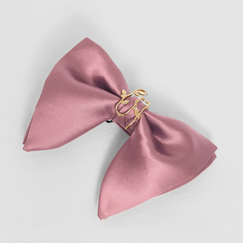 Men's Gold Vine Leaf Oversized Pointed Bow Tie Pocket Square