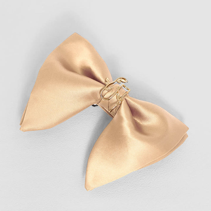Men's Gold Vine Leaf Oversized Pointed Bow Tie Pocket Square - Ivory - Bow Tie - image 5
