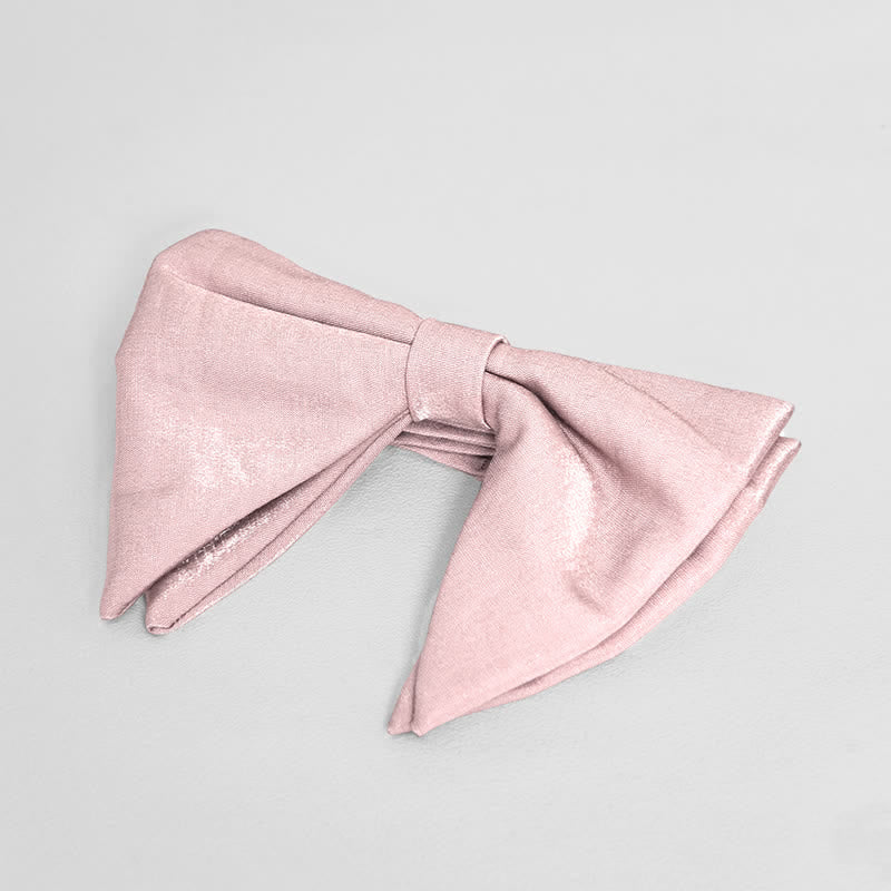 Men's Bright Satin Silk Oversized Pointed Bow Tie - Pink - image 14