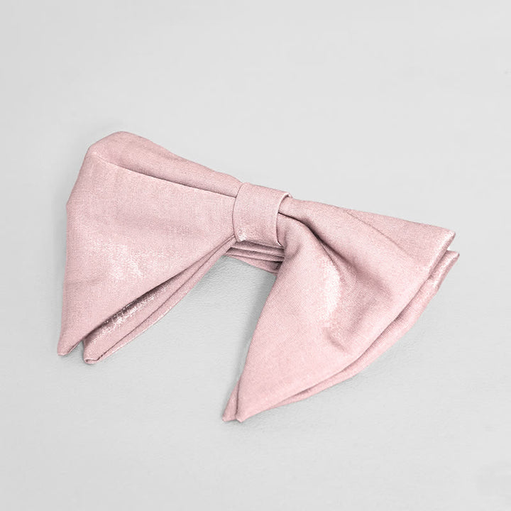 Men's Bright Satin Silk Oversized Pointed Bow Tie - Pink - image 14