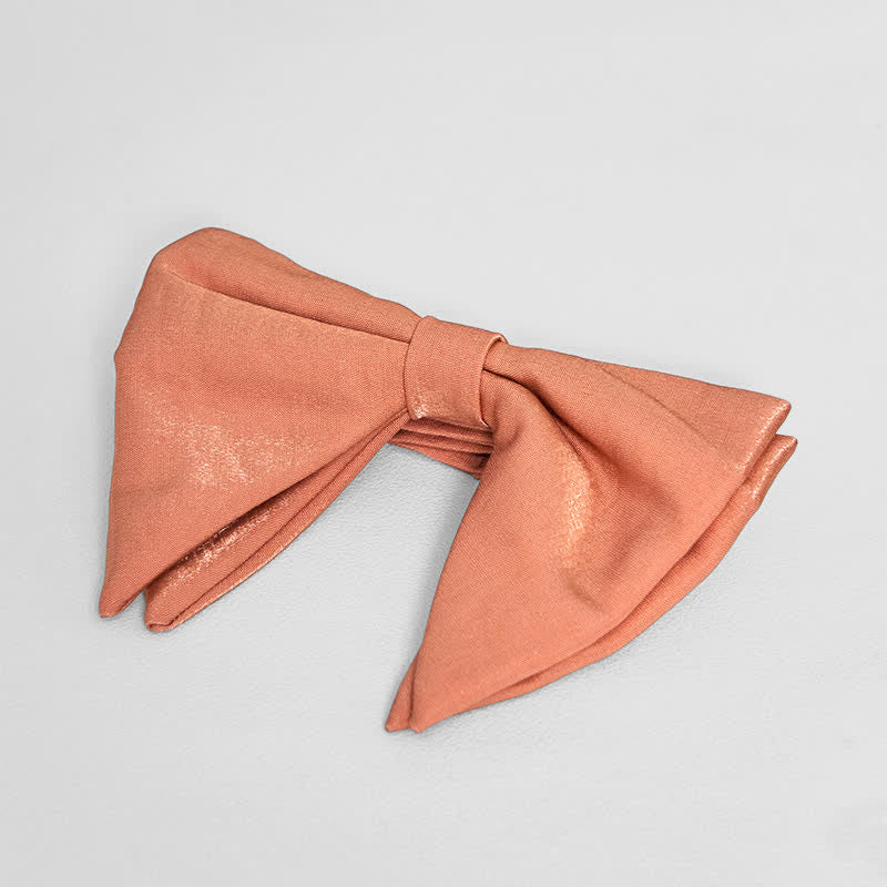 Men's Bright Satin Silk Oversized Pointed Bow Tie - Coral - image 9