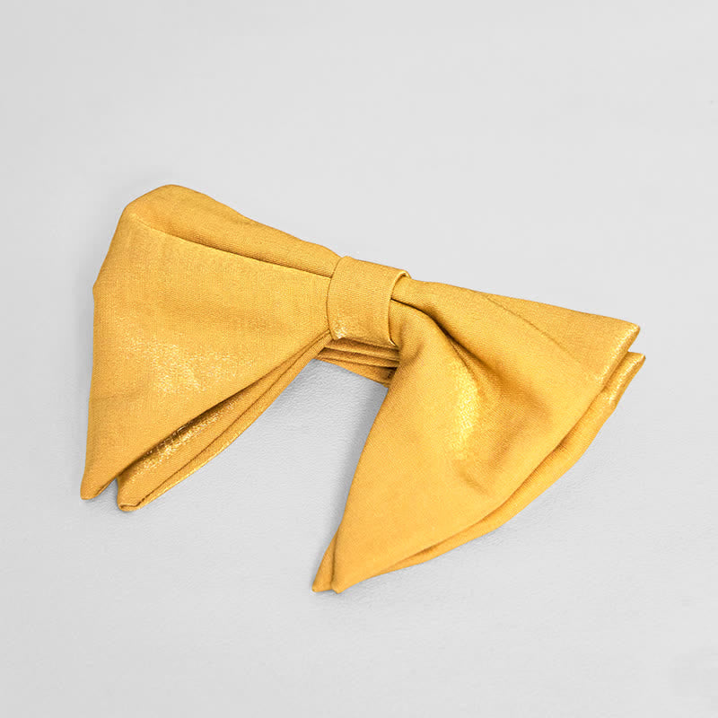 Men's Bright Satin Silk Oversized Pointed Bow Tie - Yellow - image 10