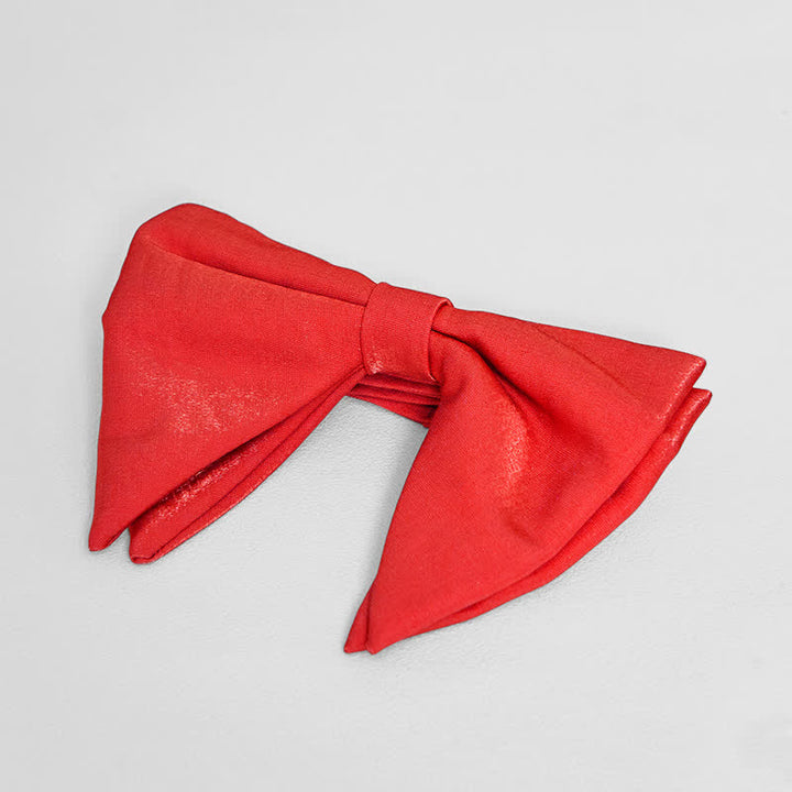 Men's Bright Satin Silk Oversized Pointed Bow Tie - Red - image 2