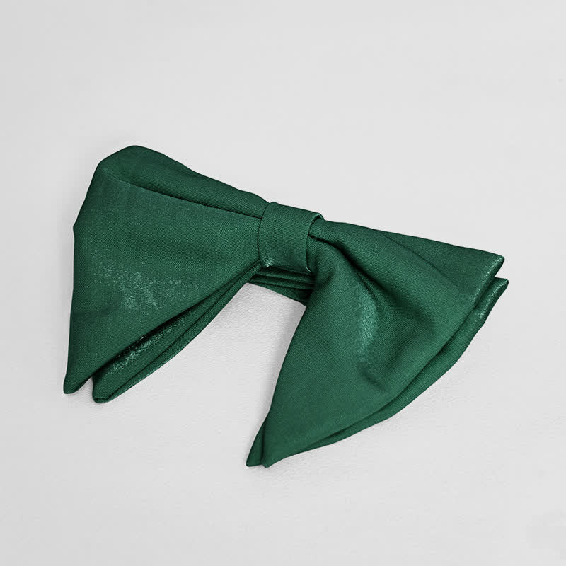 Men's Bright Satin Silk Oversized Pointed Bow Tie - Green - image 15