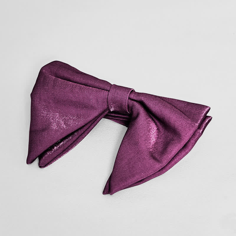 Men's Bright Satin Silk Oversized Pointed Bow Tie - Purple - image 13