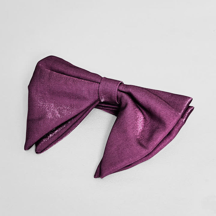 Men's Bright Satin Silk Oversized Pointed Bow Tie - Purple - image 13