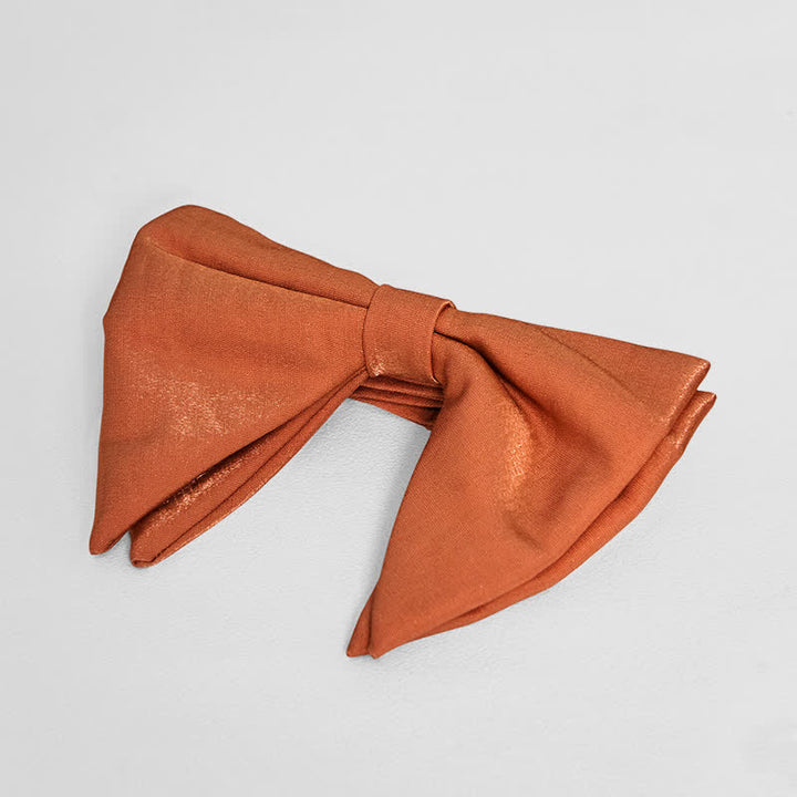 Men's Bright Satin Silk Oversized Pointed Bow Tie - DarkOrange - image 11
