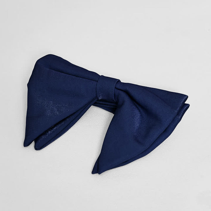 Men's Bright Satin Silk Oversized Pointed Bow Tie - Navy - image 7