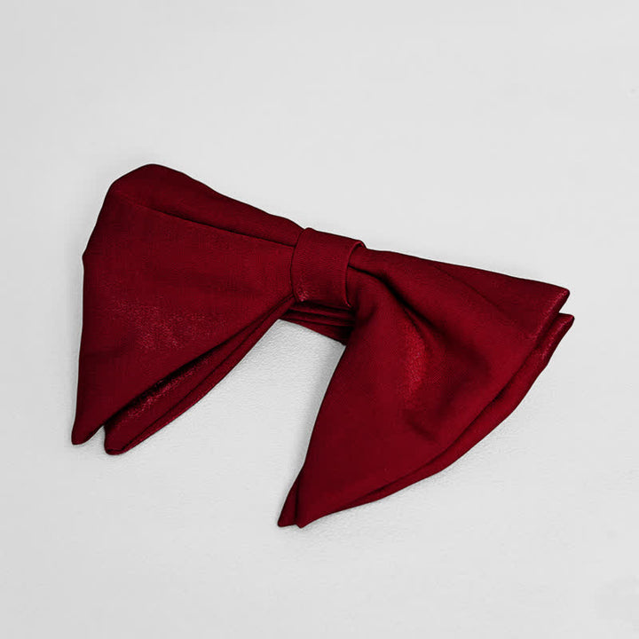 Men's Bright Satin Silk Oversized Pointed Bow Tie - Burgundy - image 6