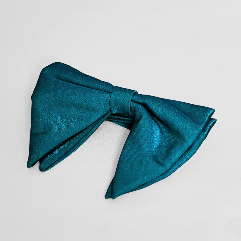 Men's Bright Satin Silk Oversized Pointed Bow Tie - Teal - image 12