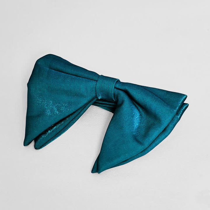 Men's Bright Satin Silk Oversized Pointed Bow Tie - Teal - image 12