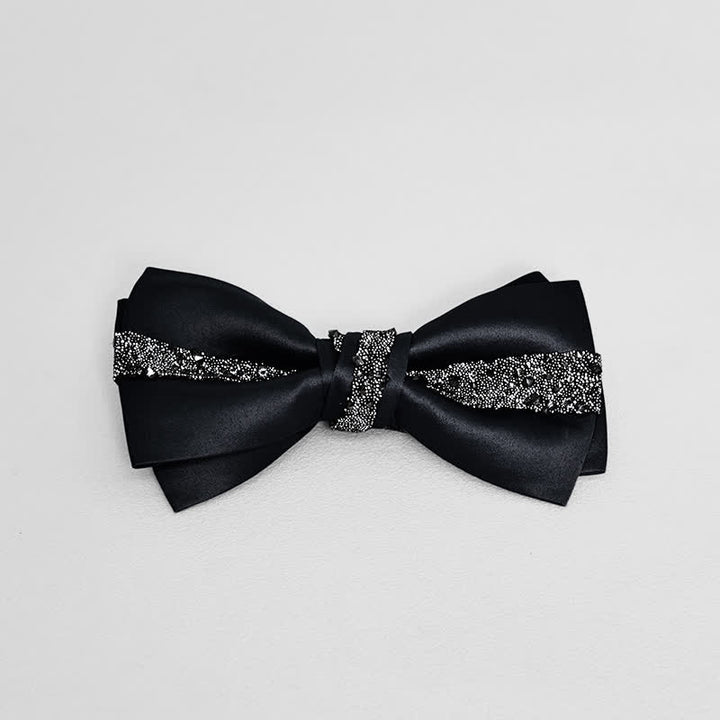 Men's Sparkling Glitter Bow Tie Pocket Square - Black - Bow Tie - image 10