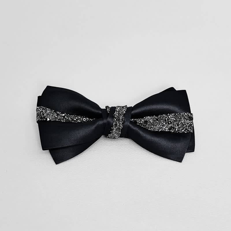 Men's Sparkling Glitter Bow Tie Pocket Square - Black - Bow Tie - image 10
